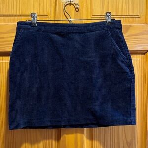 Navy Blue Corduroy Skirt